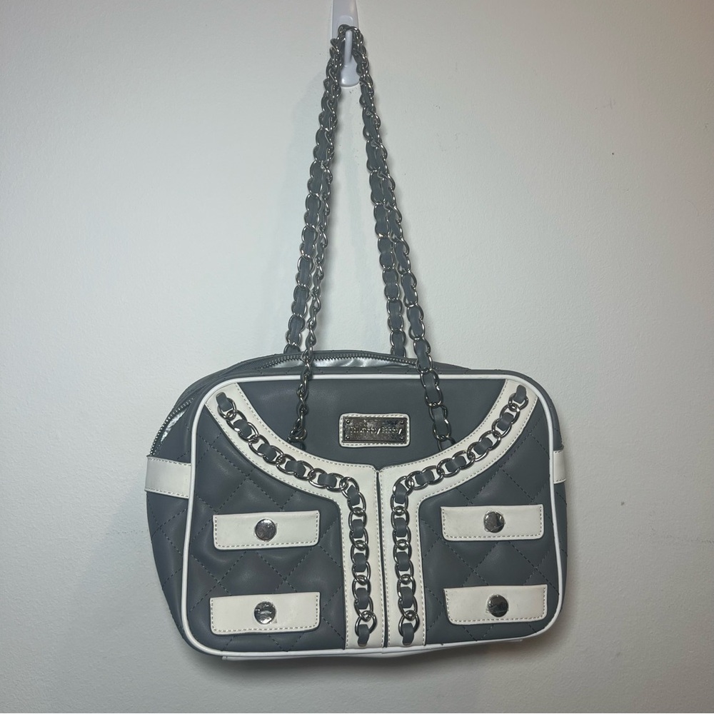 Thursday Friday Gray Leather Status Look Satchel Bag